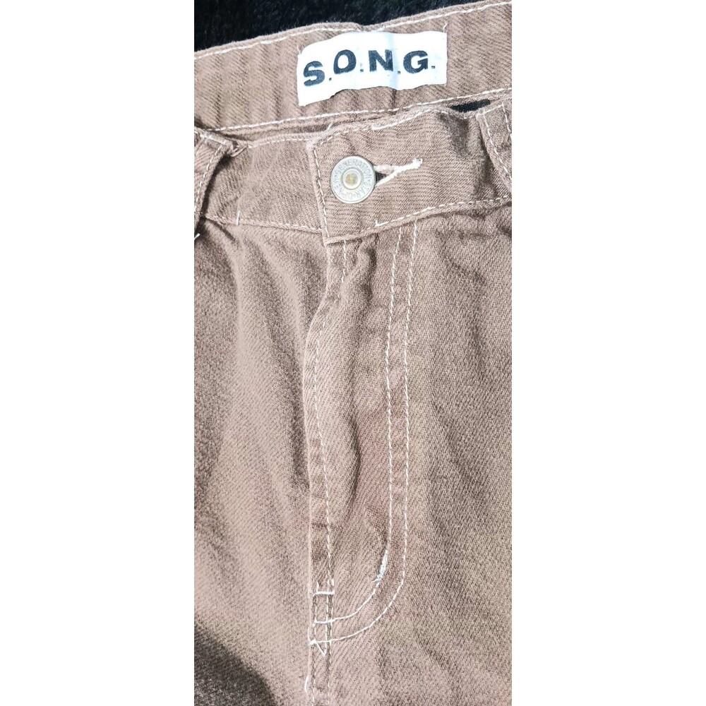 SONG Y2K 90s Boyfriend Cargo Utility Pants Juniors 5/27 Brown Gorpcore Cabincore - Picture 9 of 12